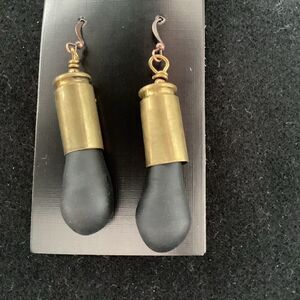 OOAK handmade black brass drop earrings.  J0031 J0030